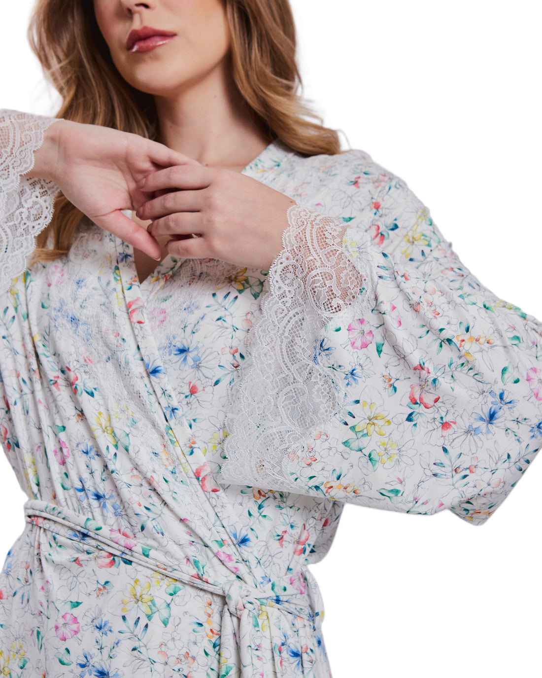 ROBE MIDI WOTER COLOR OFF WHITE