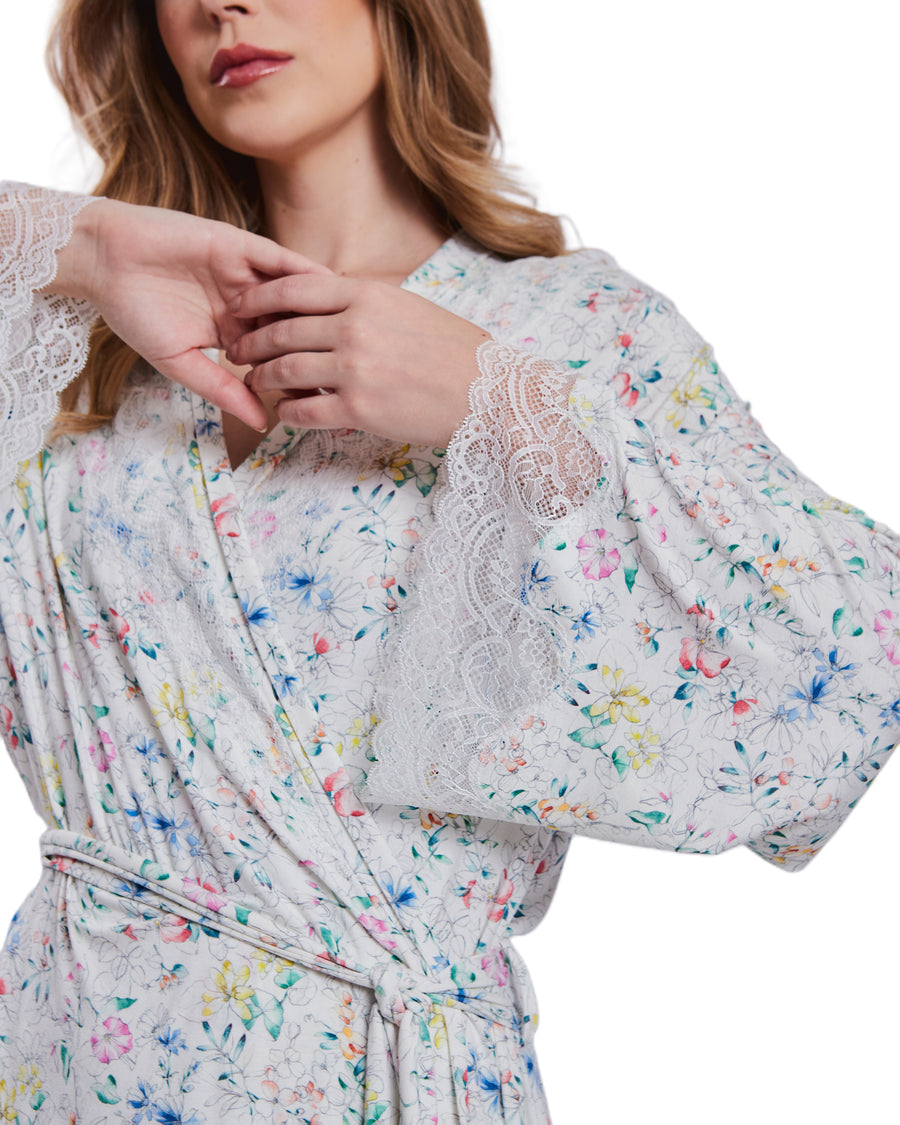 ROBE MIDI WOTER COLOR OFF WHITE