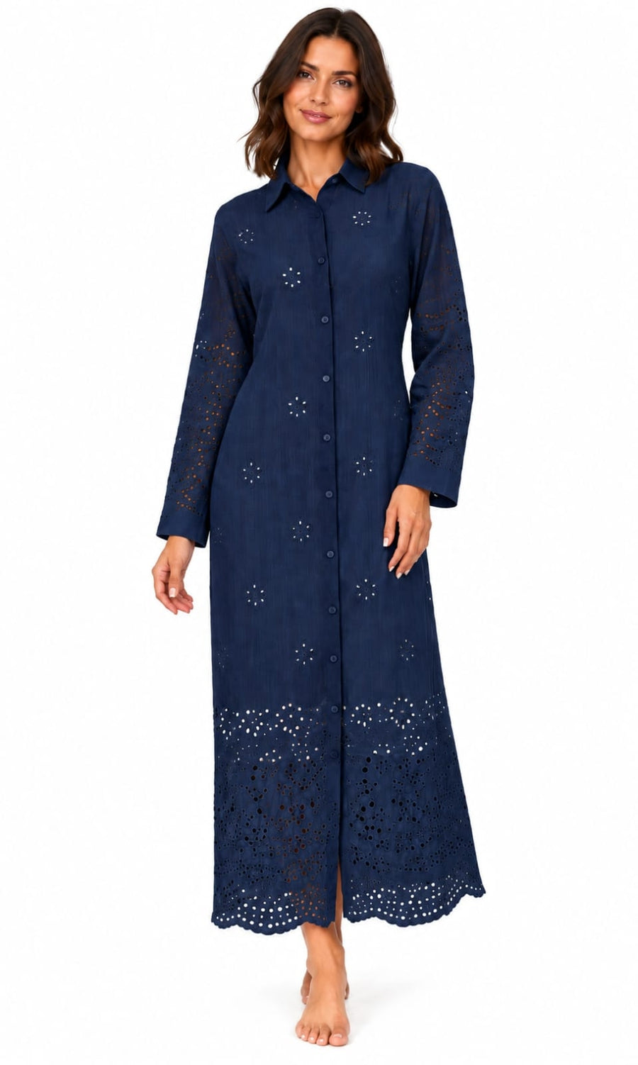 CHEMISE LAISE LONGO AZUL MARINHO