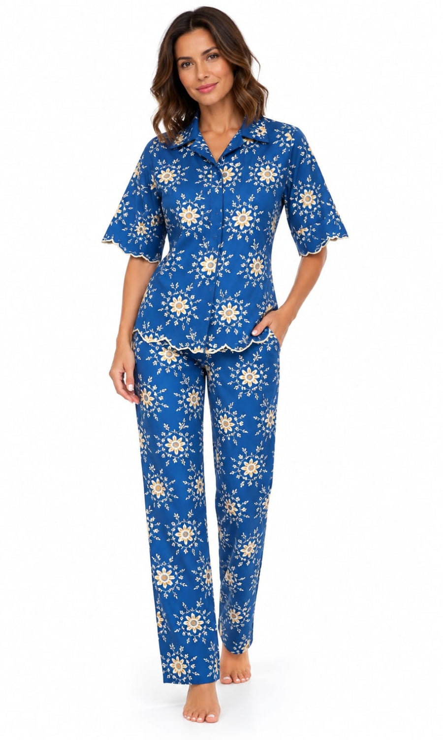 CONJUNTO DE LAISE GARDEN 3D AZUL ROYAL/BEGE