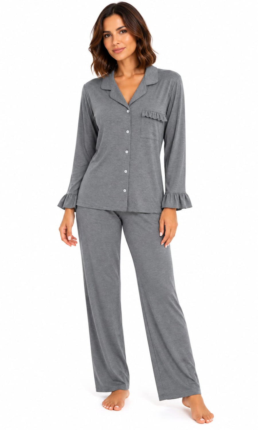 PIJAMA LONGO NEW BASIC MESCLA ESCURO