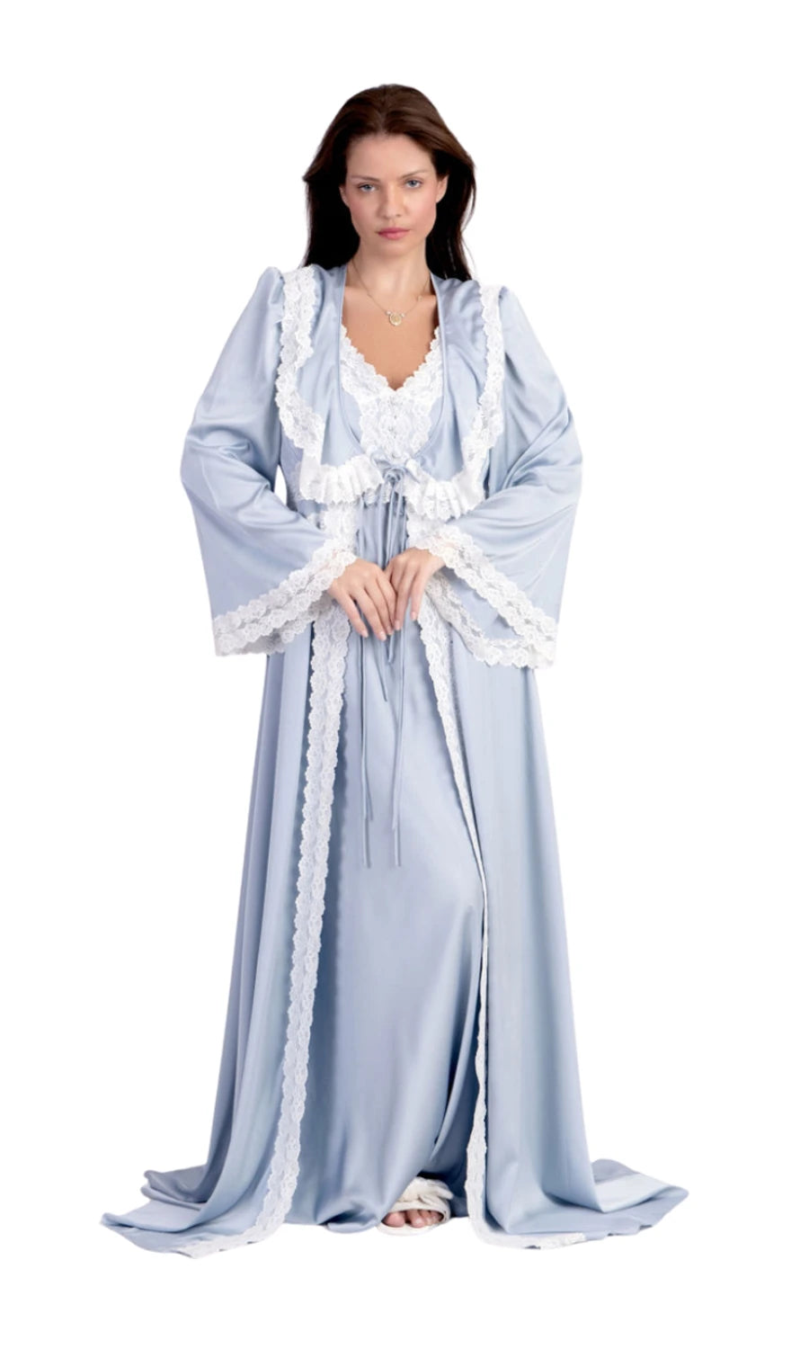 Conjunto Robe Camisola longo New Classic  Azul Claro