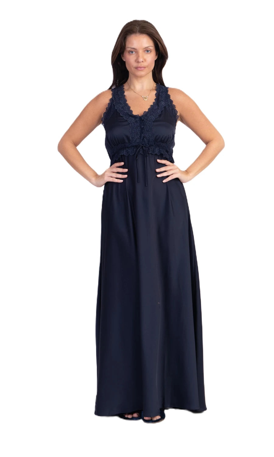 Conjunto Robe Camisola longo New Classic  Azul Marinho