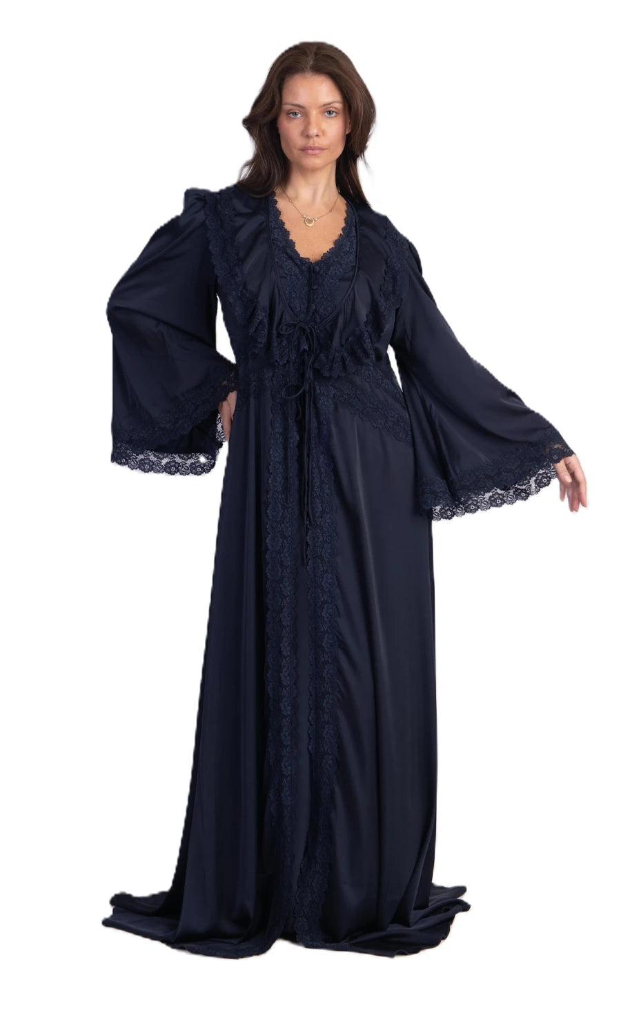 Conjunto Robe Camisola longo New Classic  Azul Marinho