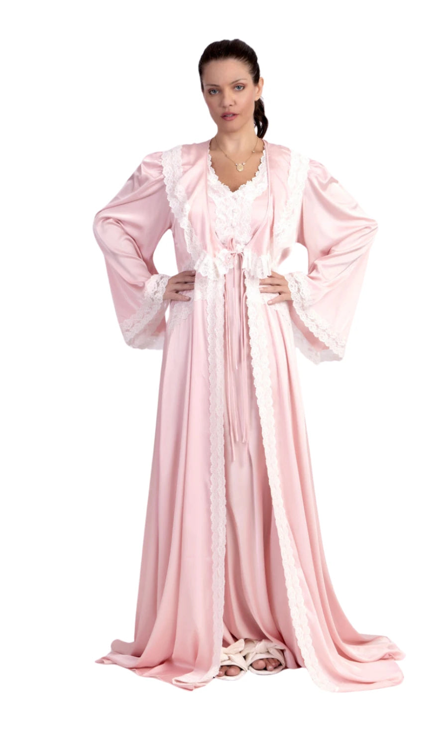 Conjunto Robe Camisola Longo New Classic Rose