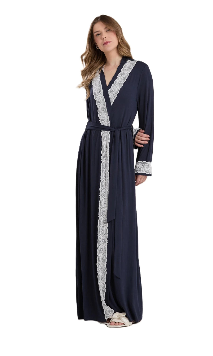 CONJUNTO ROBE E CAMISOLA NEW ETERNITE 1025 AZUL MARINHO