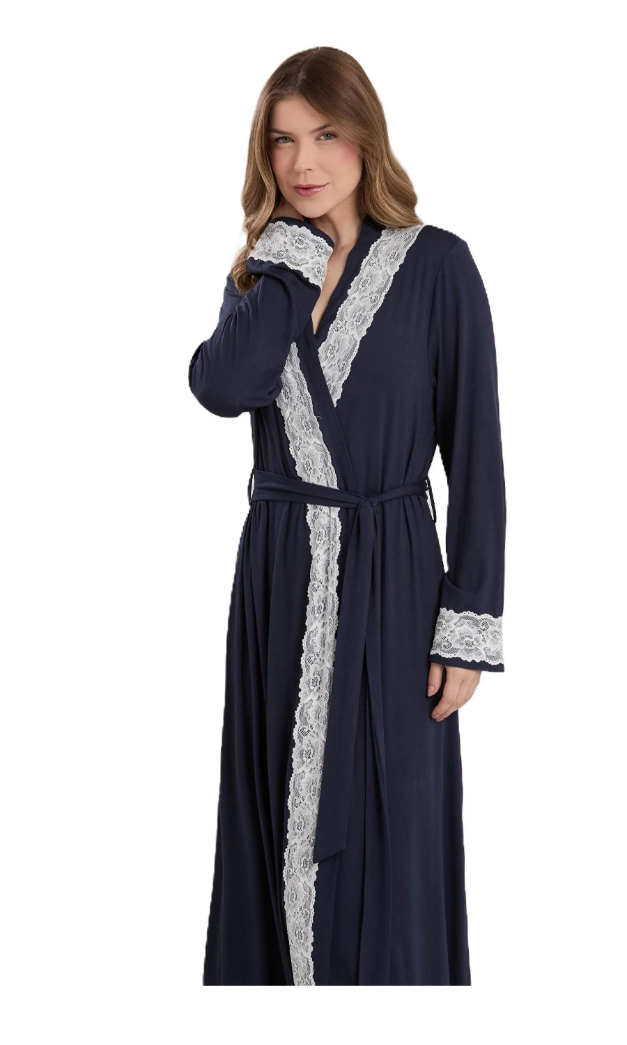 CONJUNTO ROBE E CAMISOLA NEW ETERNITE 1025 AZUL MARINHO