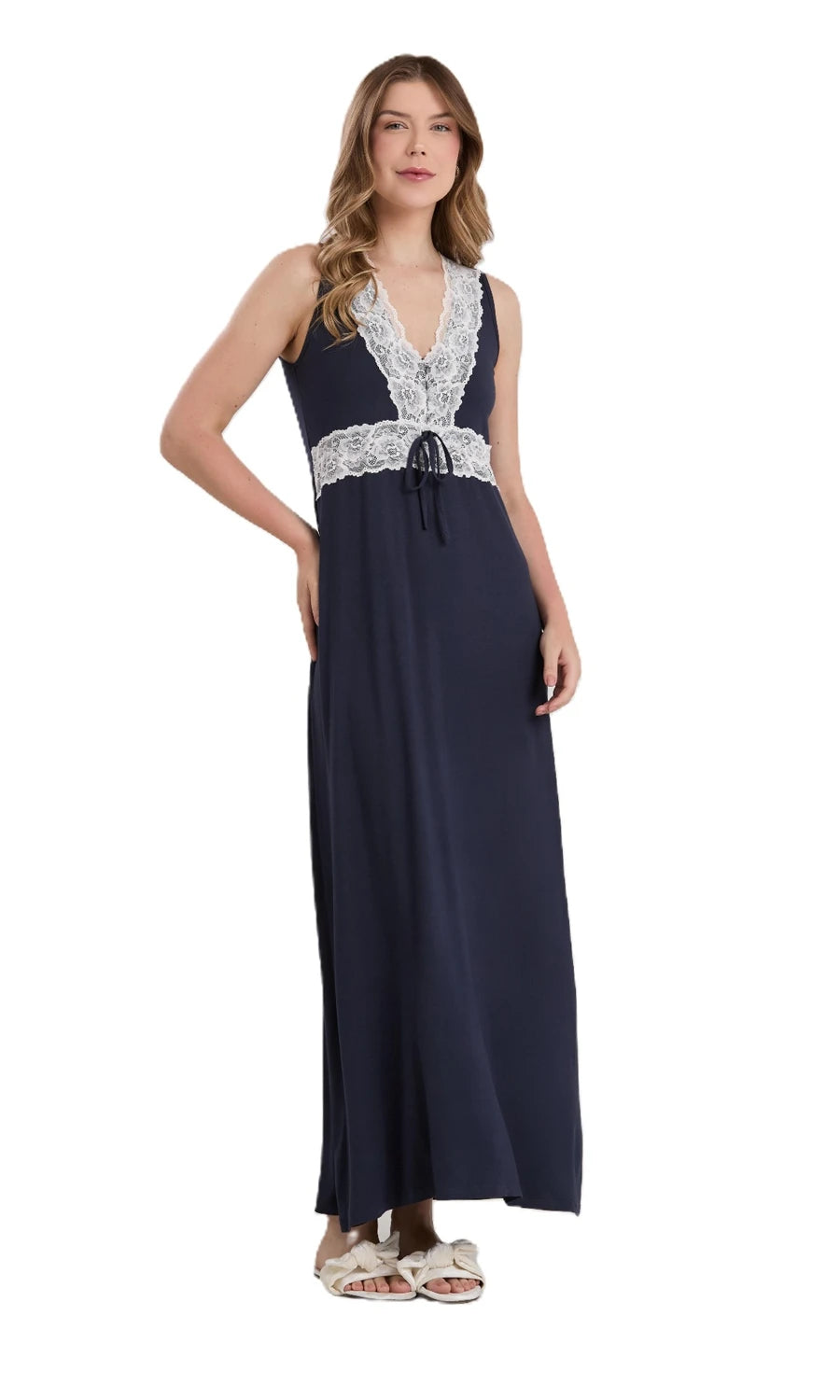 CONJUNTO ROBE E CAMISOLA NEW ETERNITE 1025 AZUL MARINHO