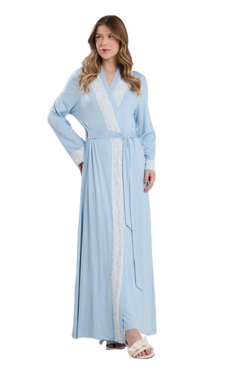 CONJUNTO ROBE E CAMISOLA NEW ETERNITE 1025 AZUL CELESTE