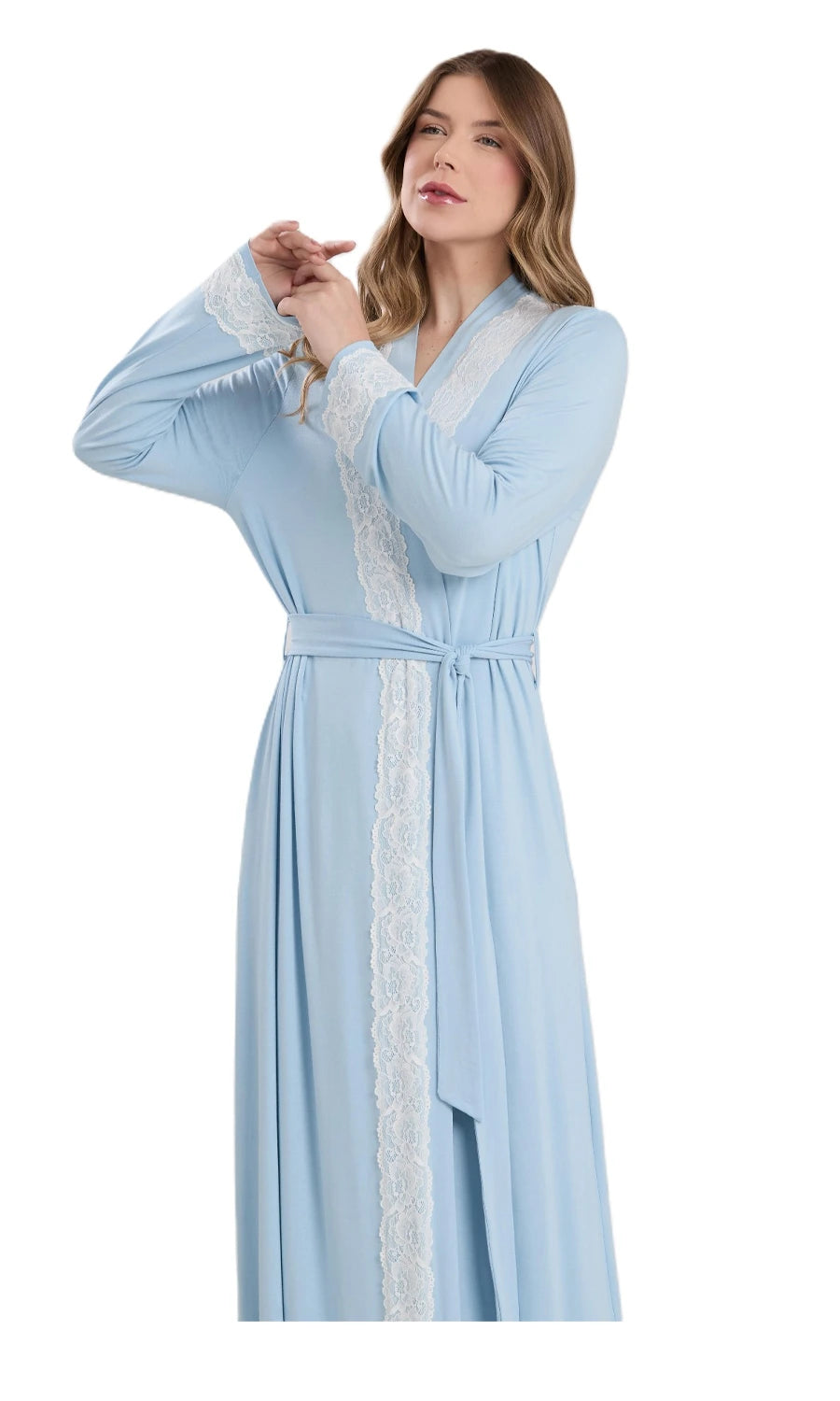 CONJUNTO ROBE E CAMISOLA NEW ETERNITE 1025 AZUL CELESTE