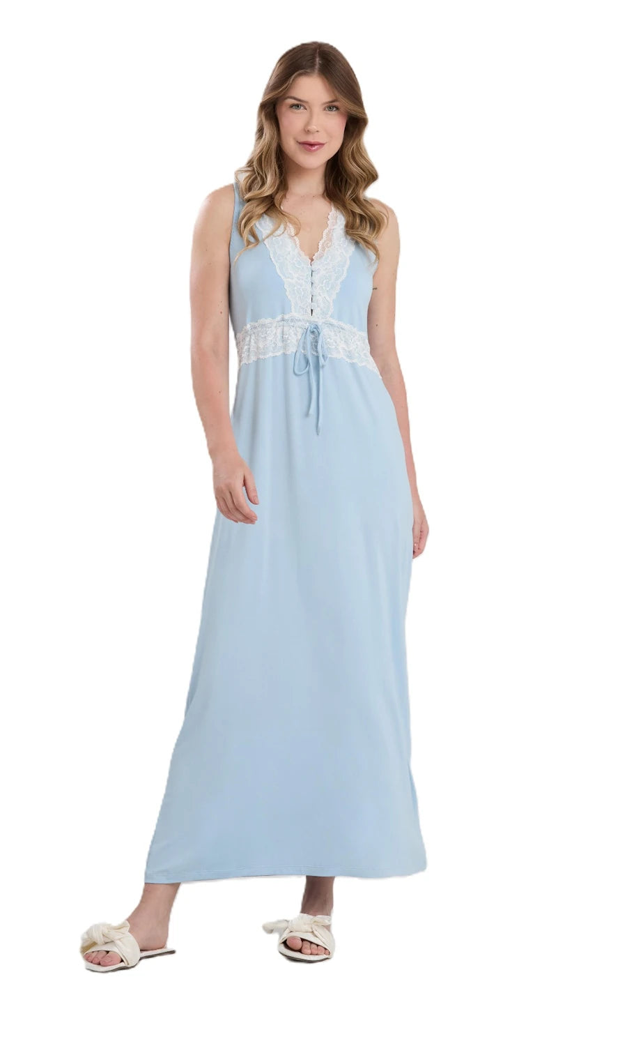 CONJUNTO ROBE E CAMISOLA NEW ETERNITE 1025 AZUL CELESTE