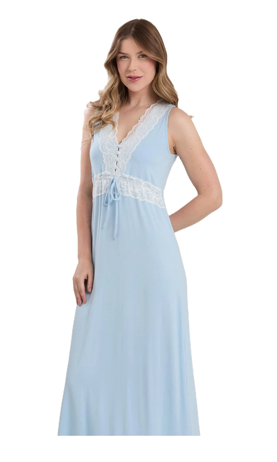 CONJUNTO ROBE E CAMISOLA NEW ETERNITE 1025 AZUL CELESTE