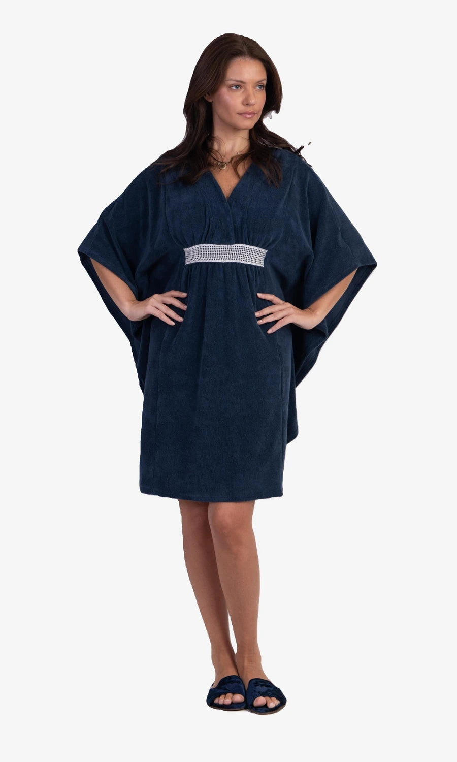 Kaftan Curto Klint Atoalhado Azul Marinho
