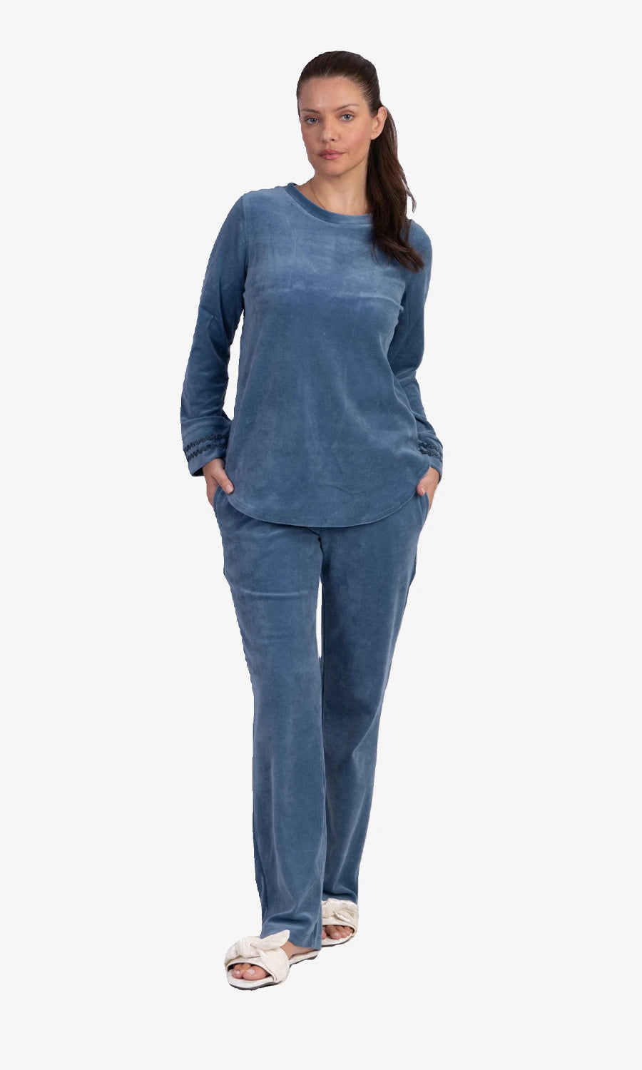 Pijama Longo Flix Plush Azul Porcelana