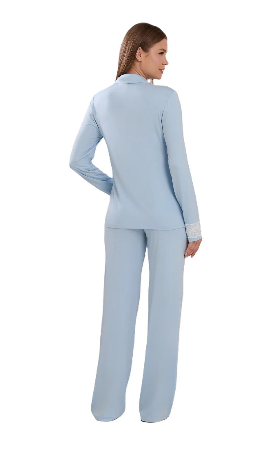 PIJAMA LONGO NEW ETERNITE 1025 AZUL CELESTE