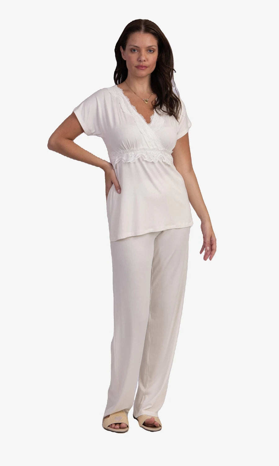 PIJAMA MANGA CURTA  OFF WHITE