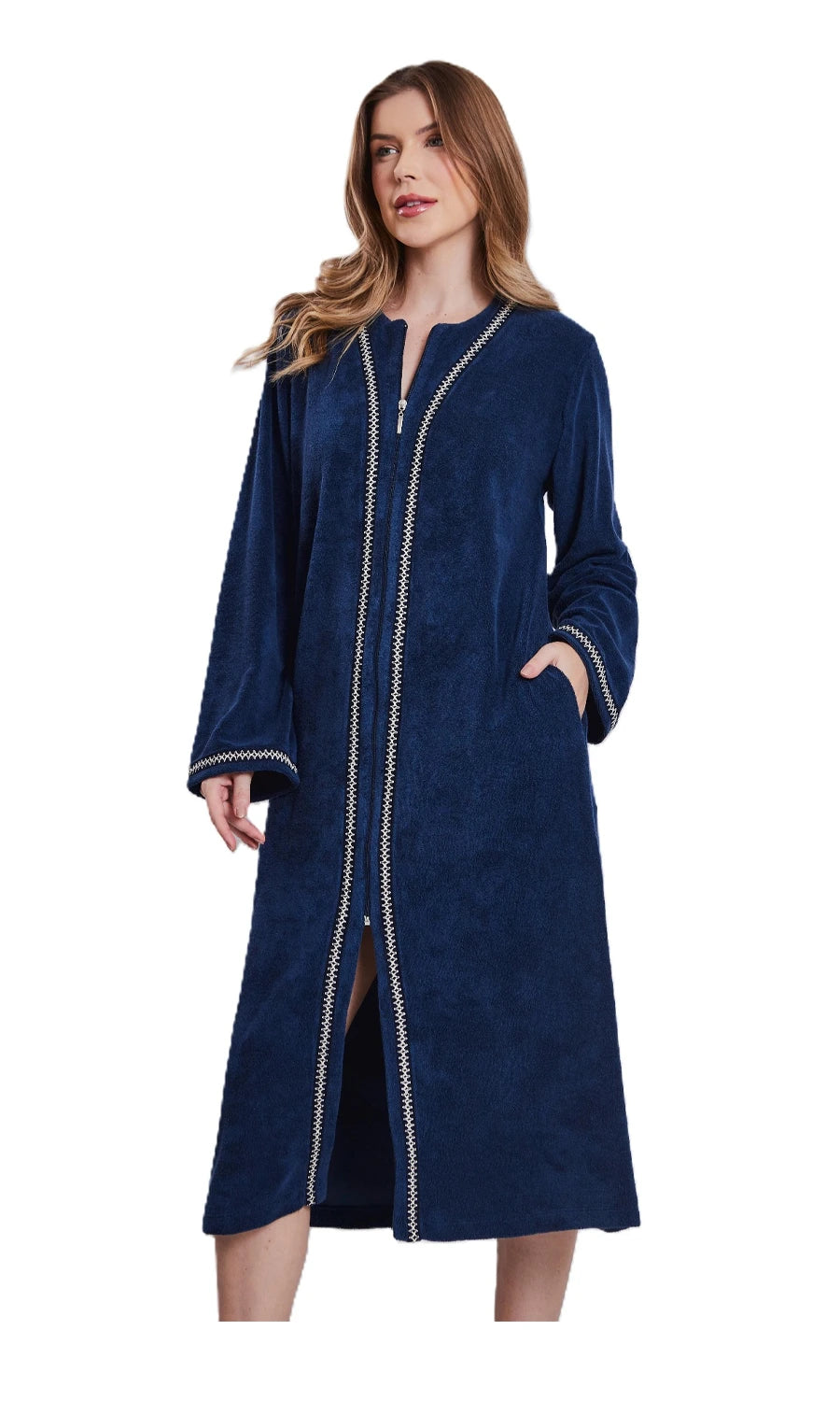ROBE MIDI ATOALHADO KLINT 1025 AZUL MARINHO
