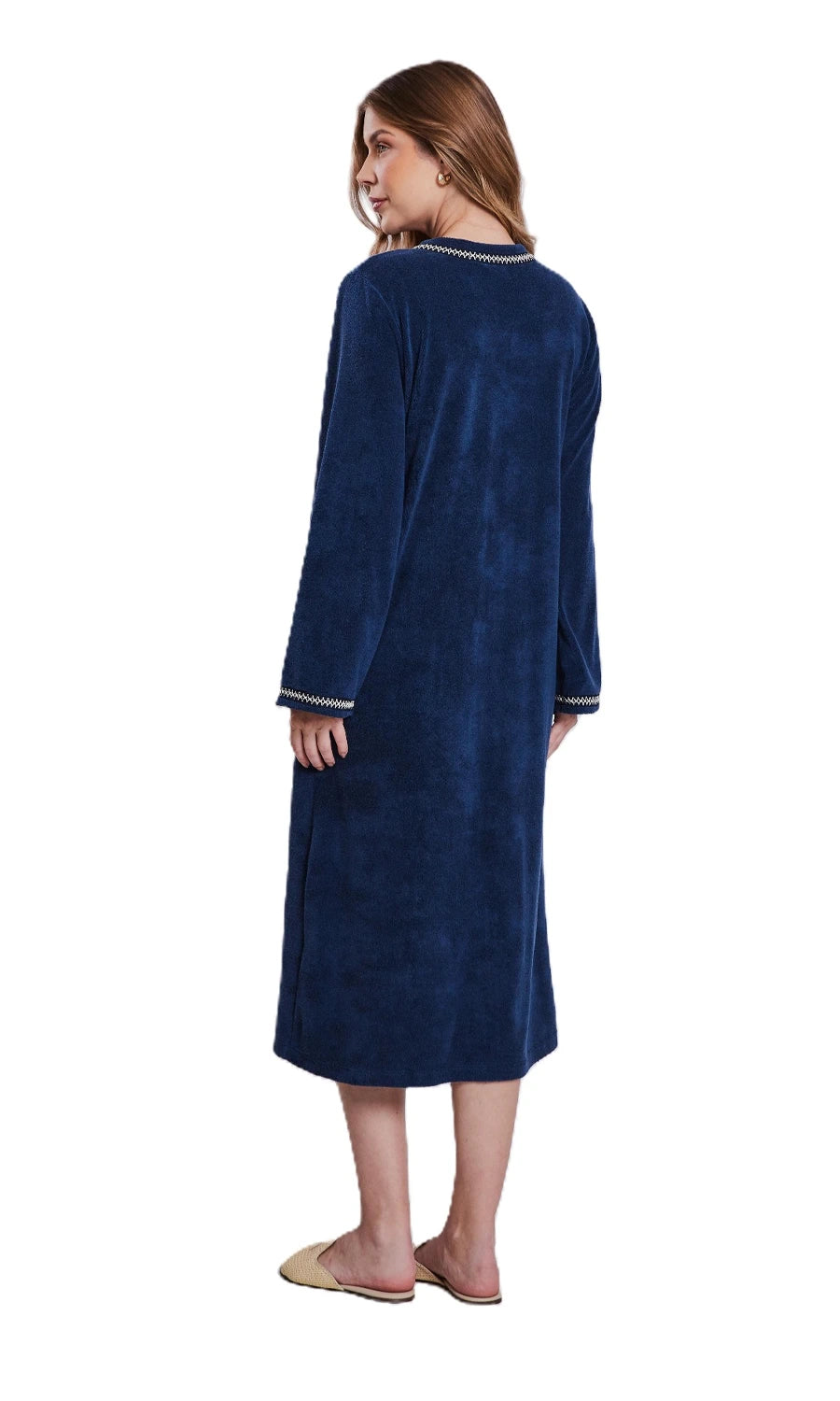 ROBE MIDI ATOALHADO KLINT 1025 AZUL MARINHO