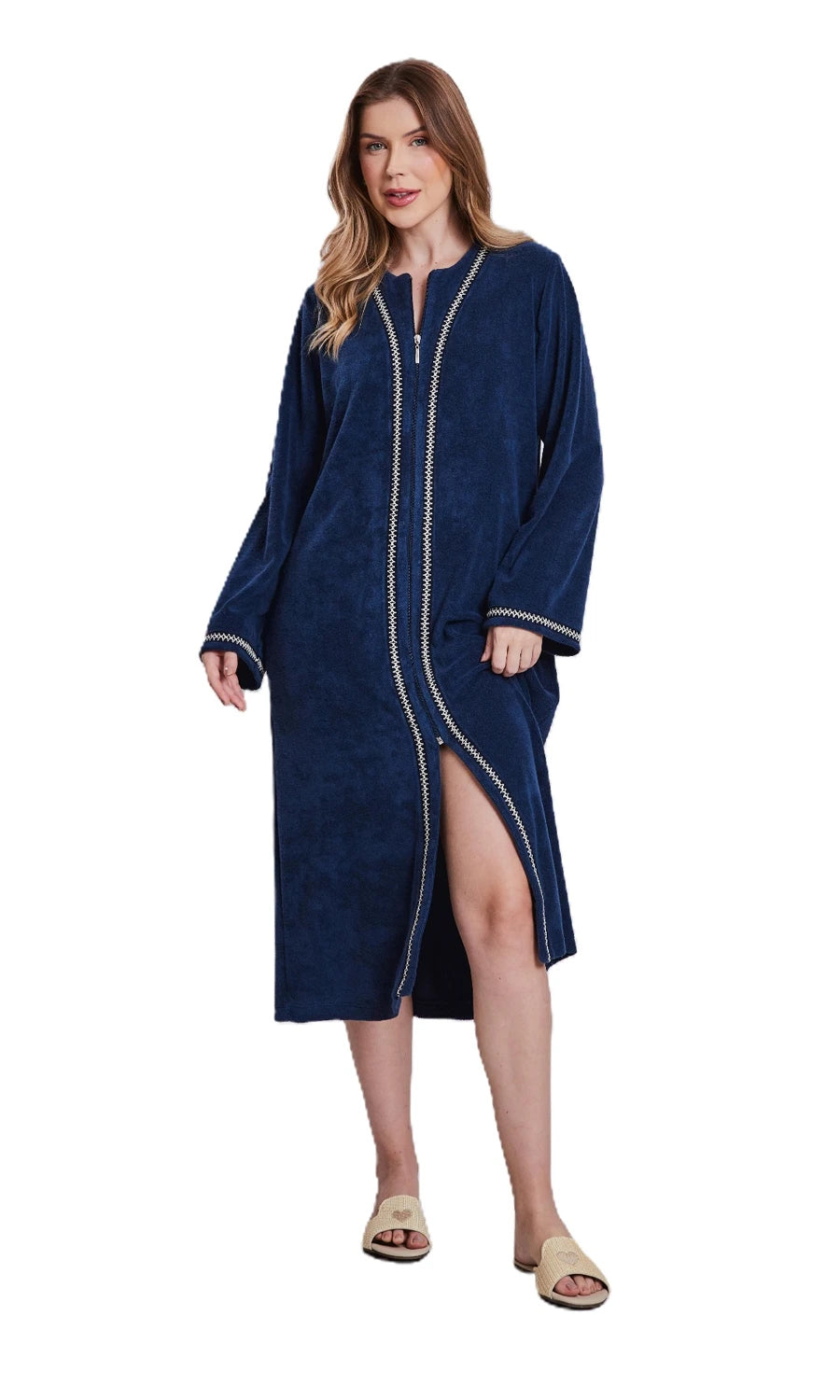 ROBE MIDI ATOALHADO KLINT 1025 AZUL MARINHO